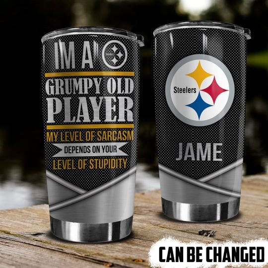personalized name im a grumpy old player pittsburgh steelers tumbler 1 - Copy (2)