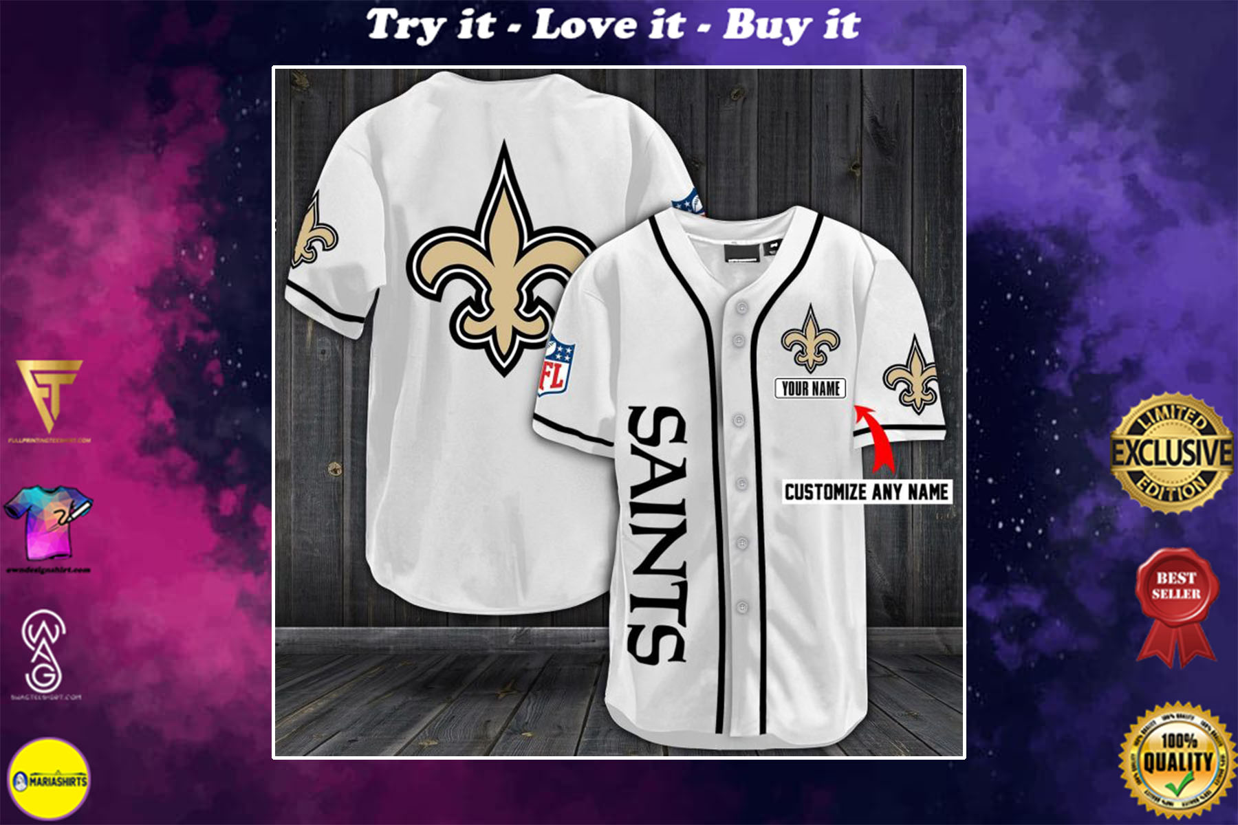 personalized name jersey new orleans saints full printing shirt