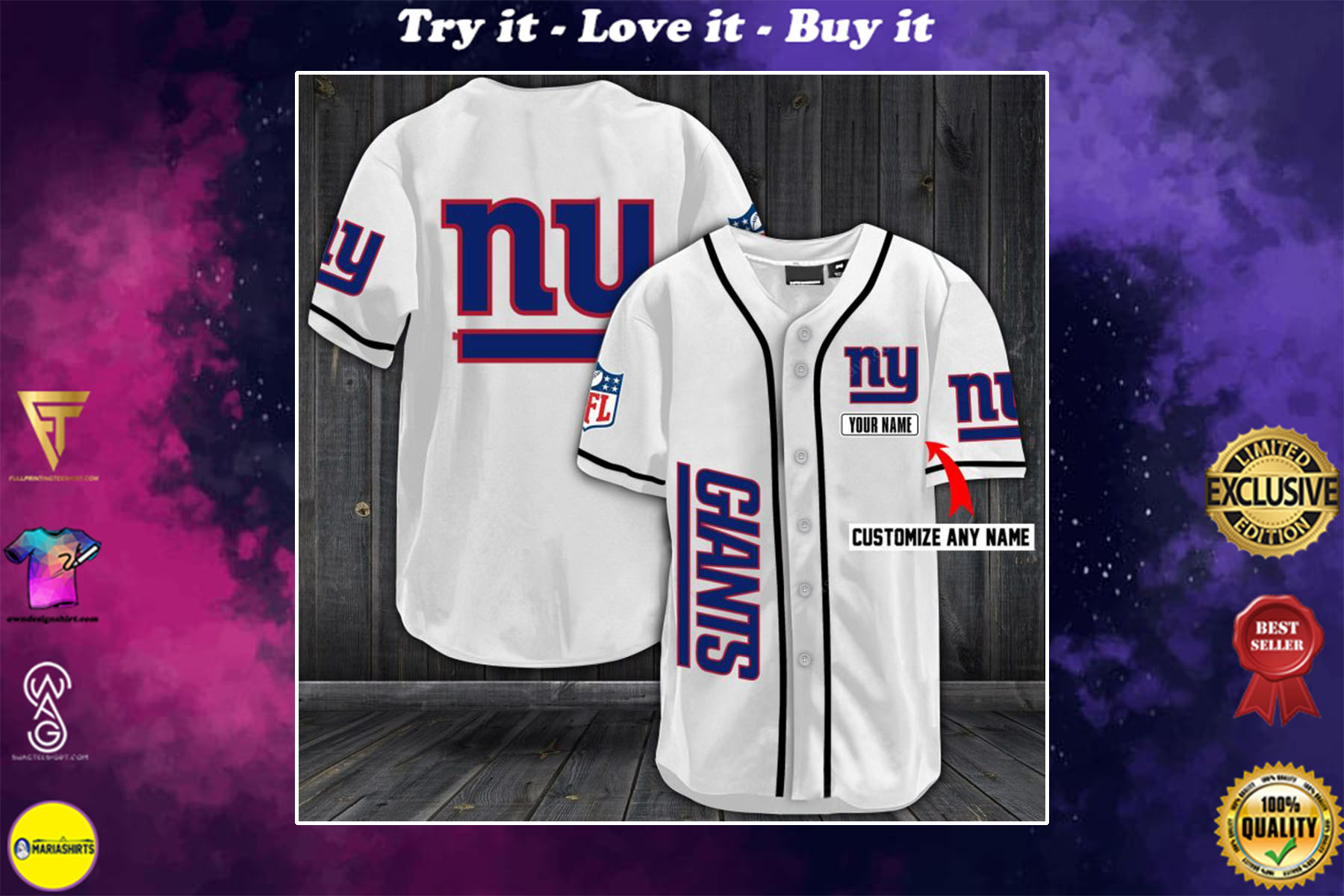 personalized name jersey new york giants full printing shirt