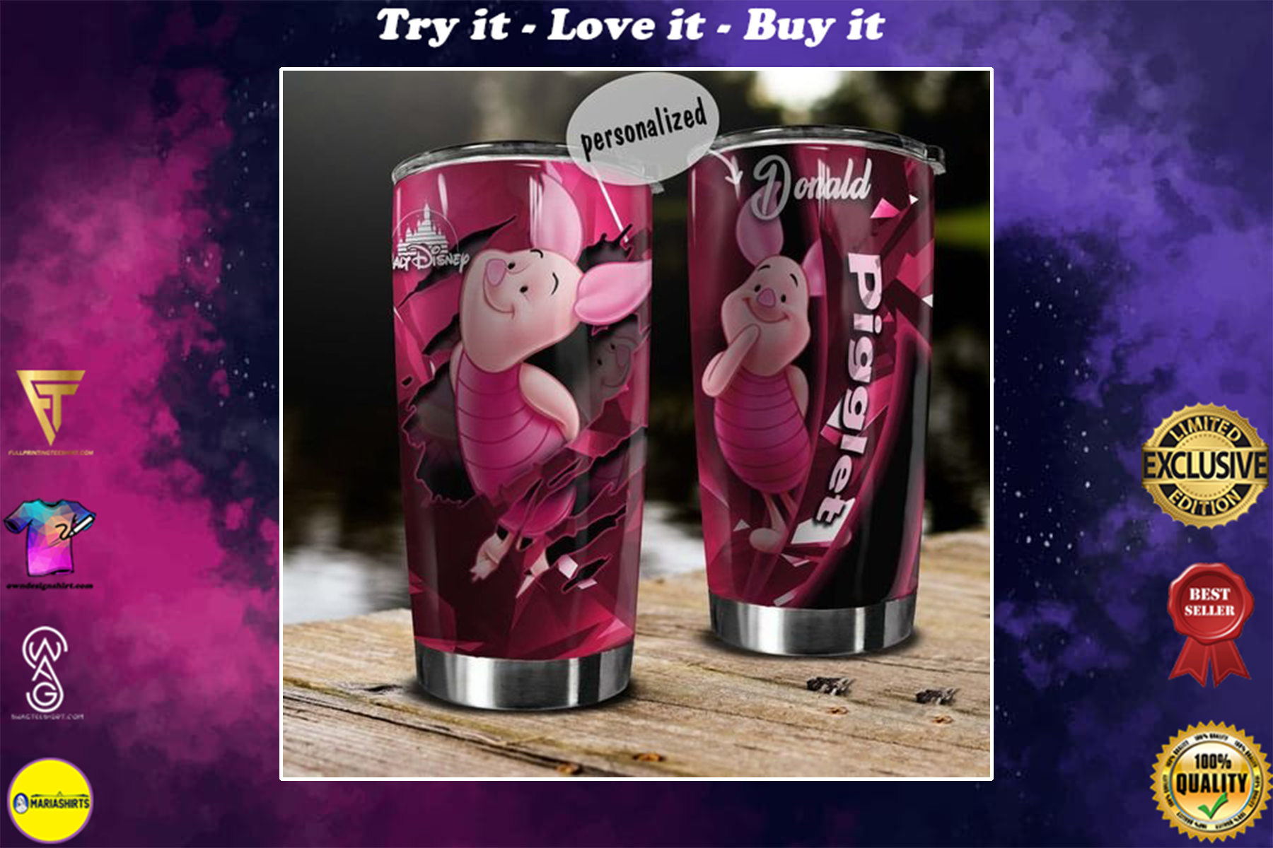 personalized name piglet winnie?the?pooh tumbler