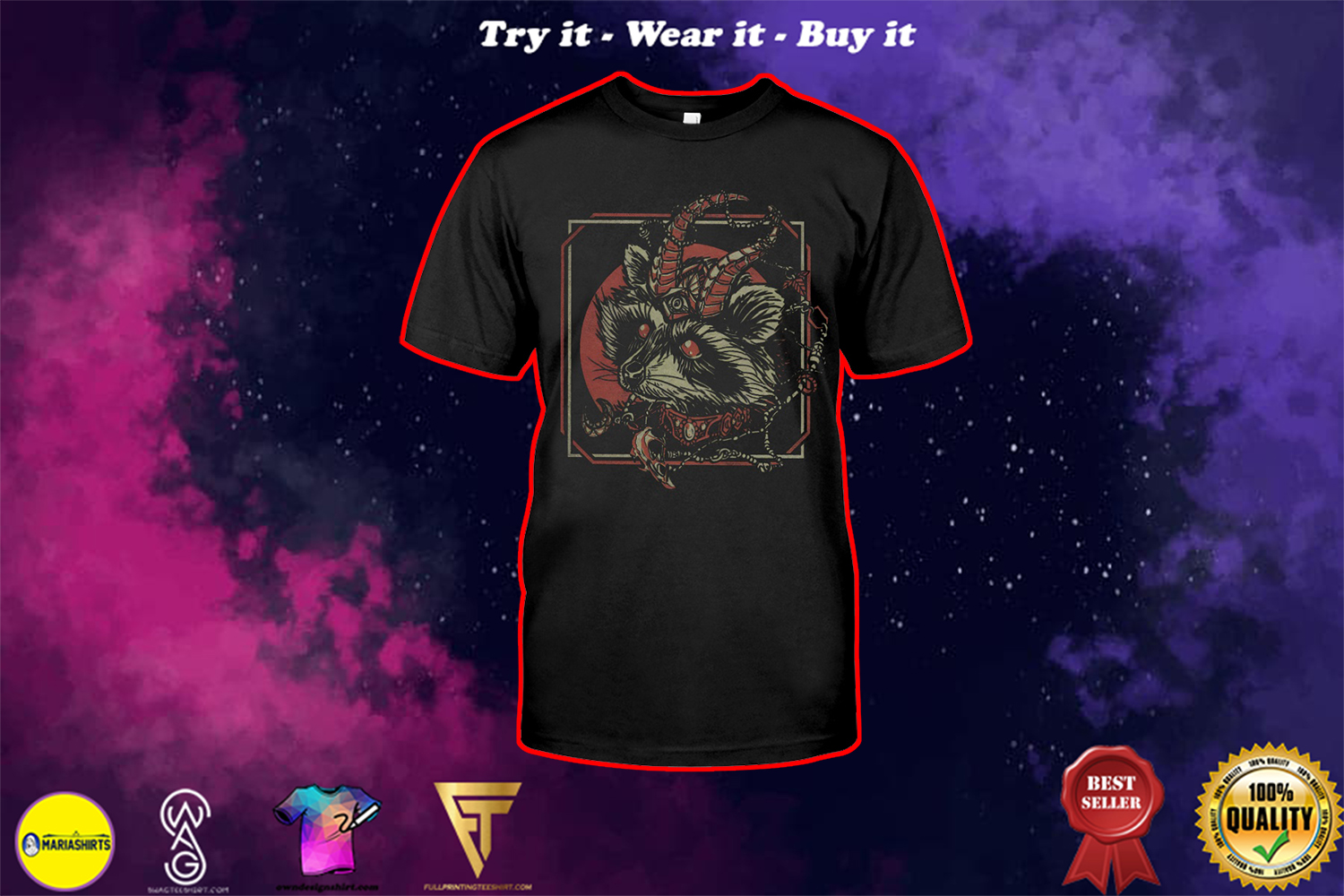 skull gothic raccoon satan shirt - the limited edition