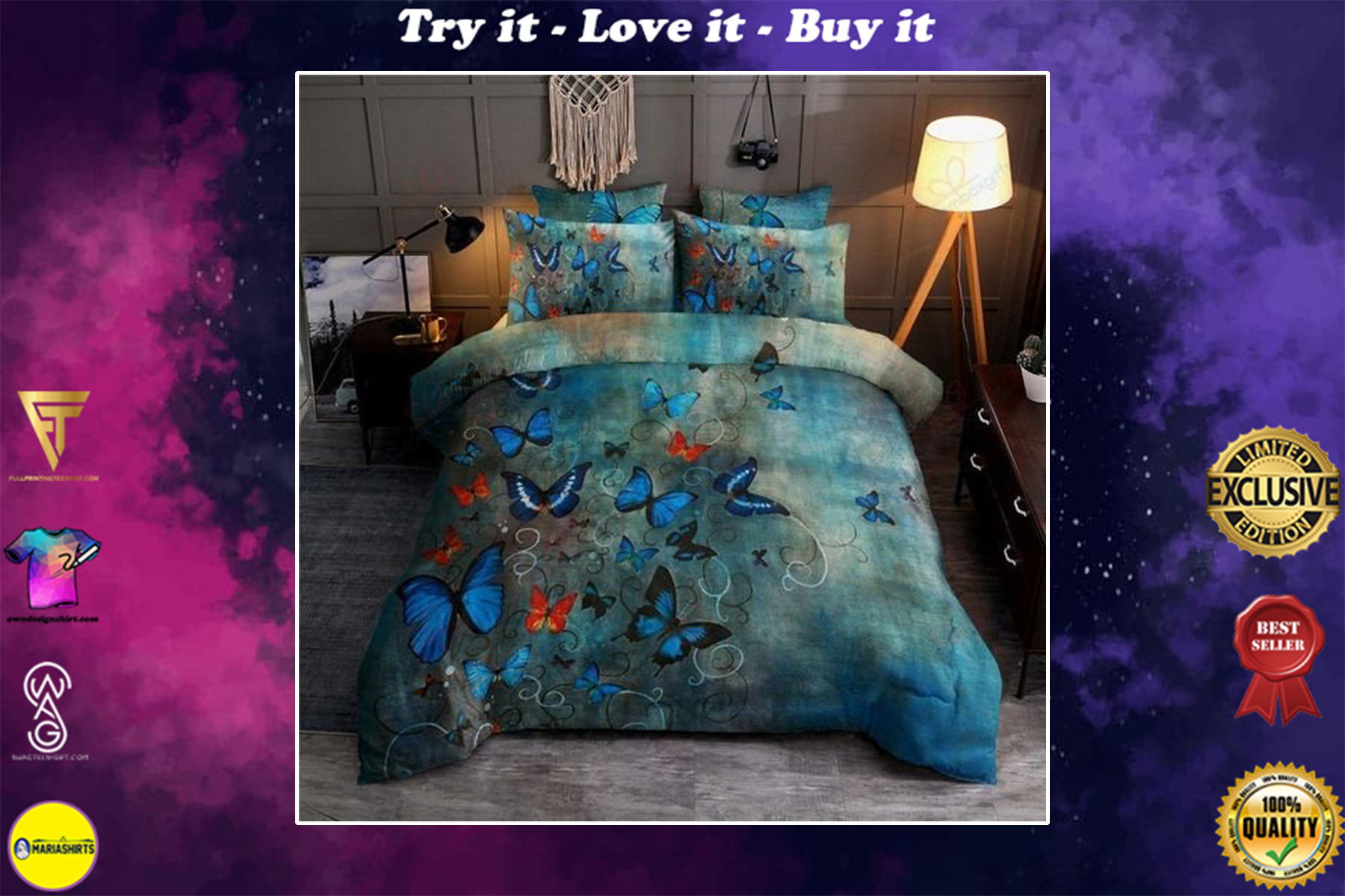 the night butterfly bedding set