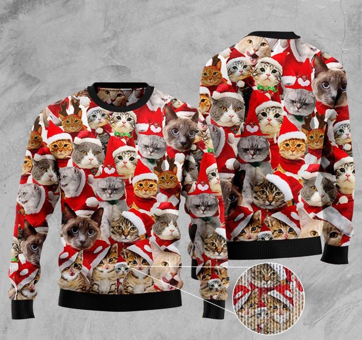cats with santa hat full printing ugly sweater 2 - Copy (3)