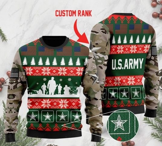 custom rank the united states army full printing ugly sweater 2