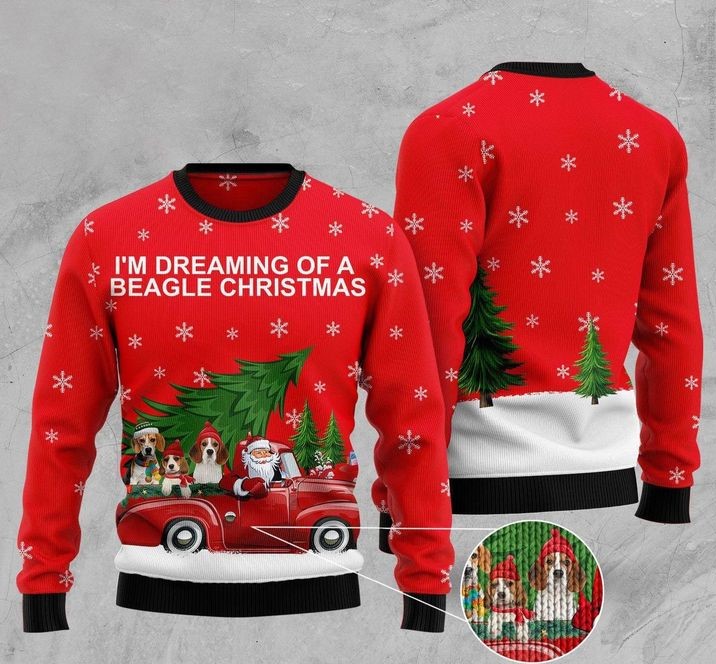 im dreaming of a beagle christmas full printing ugly sweater 2 - Copy