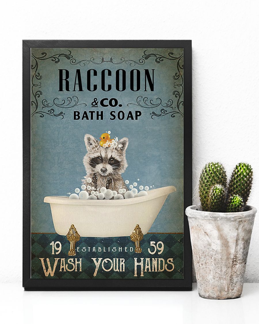 raccoon co bath soap wash your hands vintage poster 4