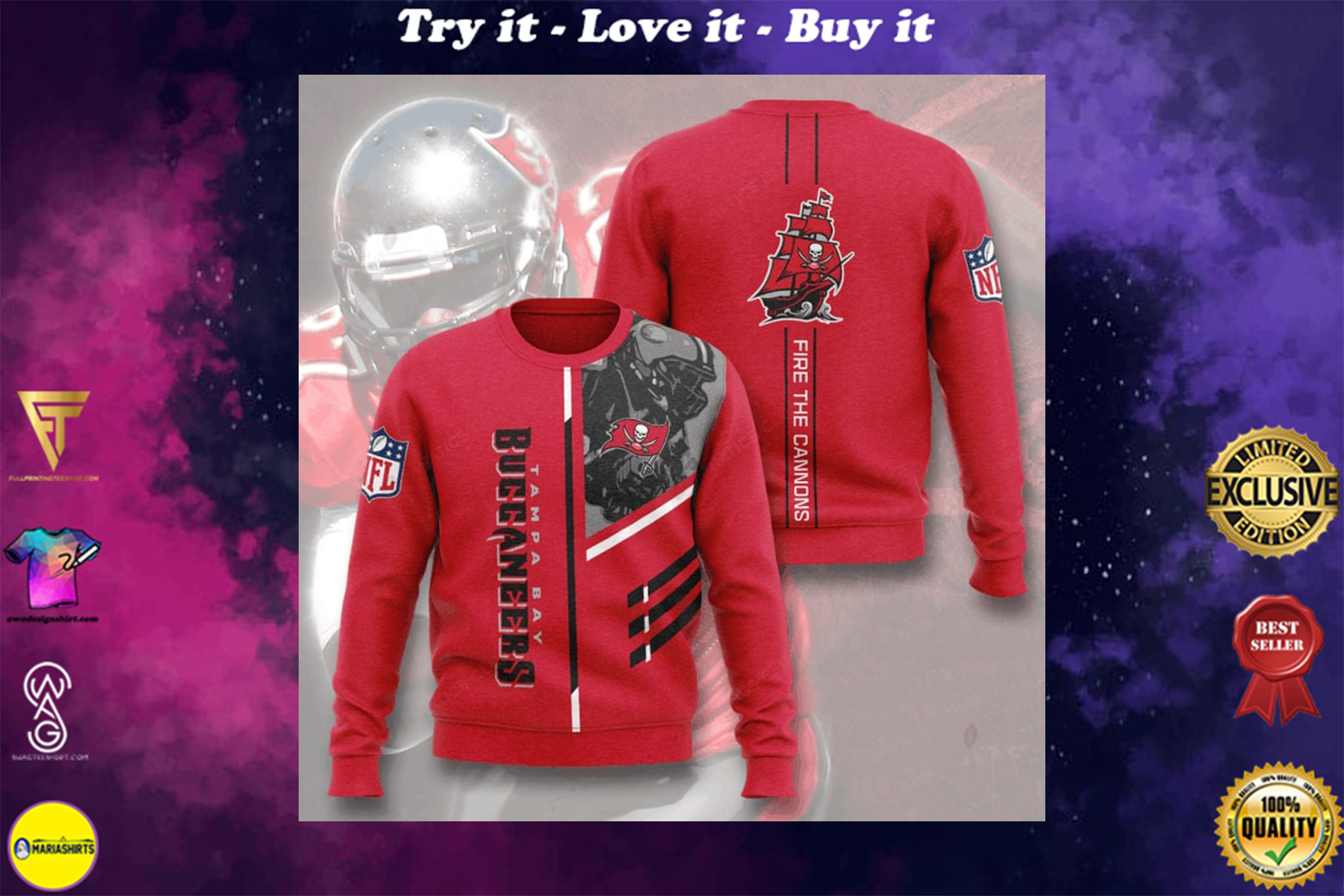 tampa bay buccaneers fire the cannons full printing ugly sweater