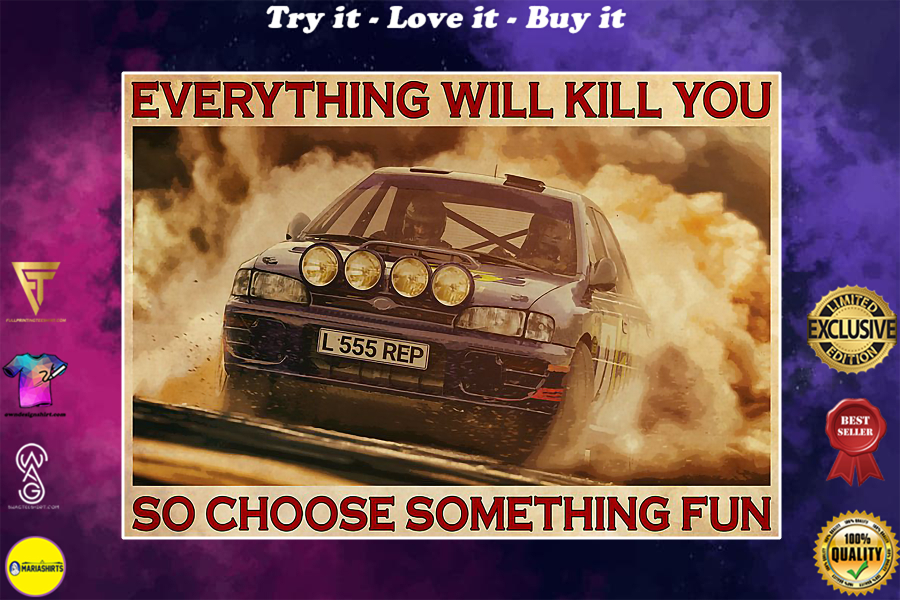 vintage everything will kill you so choose something fun racing car poster