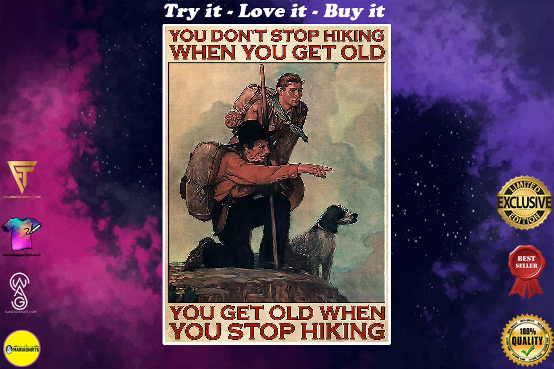 vintage mountaineering you dont stop hiking when you get old you get old when you stop hiking poster