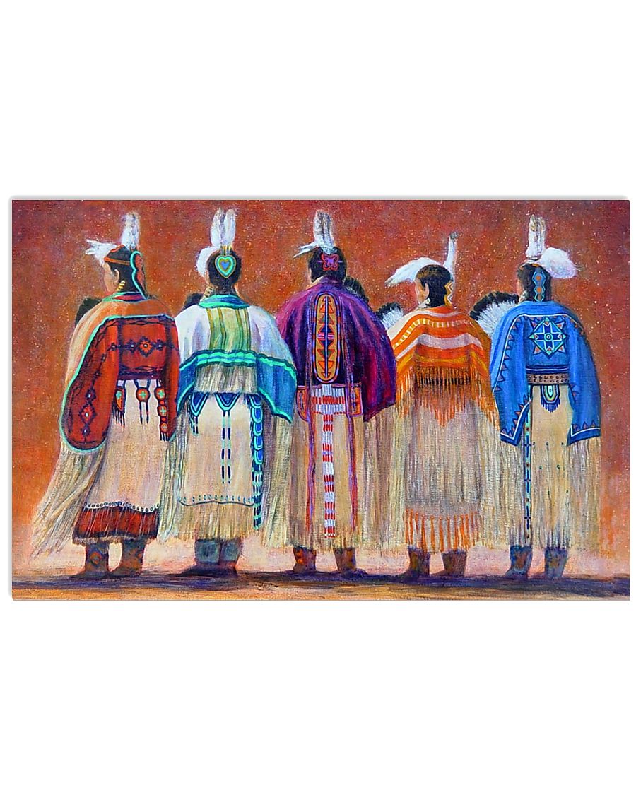 vintage native american women colorful wall art poster 1