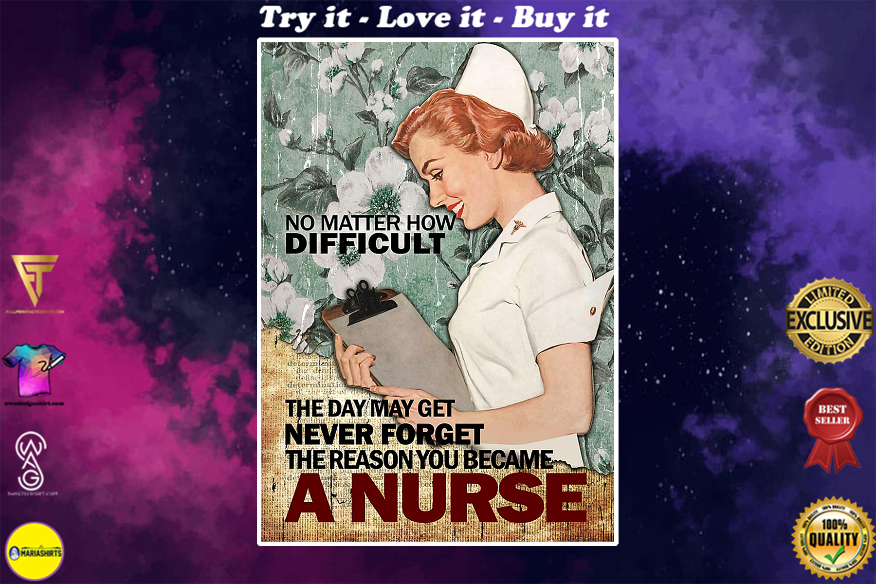 vintage no matter how difficult the day may get never forget the reason you became a nurse poster