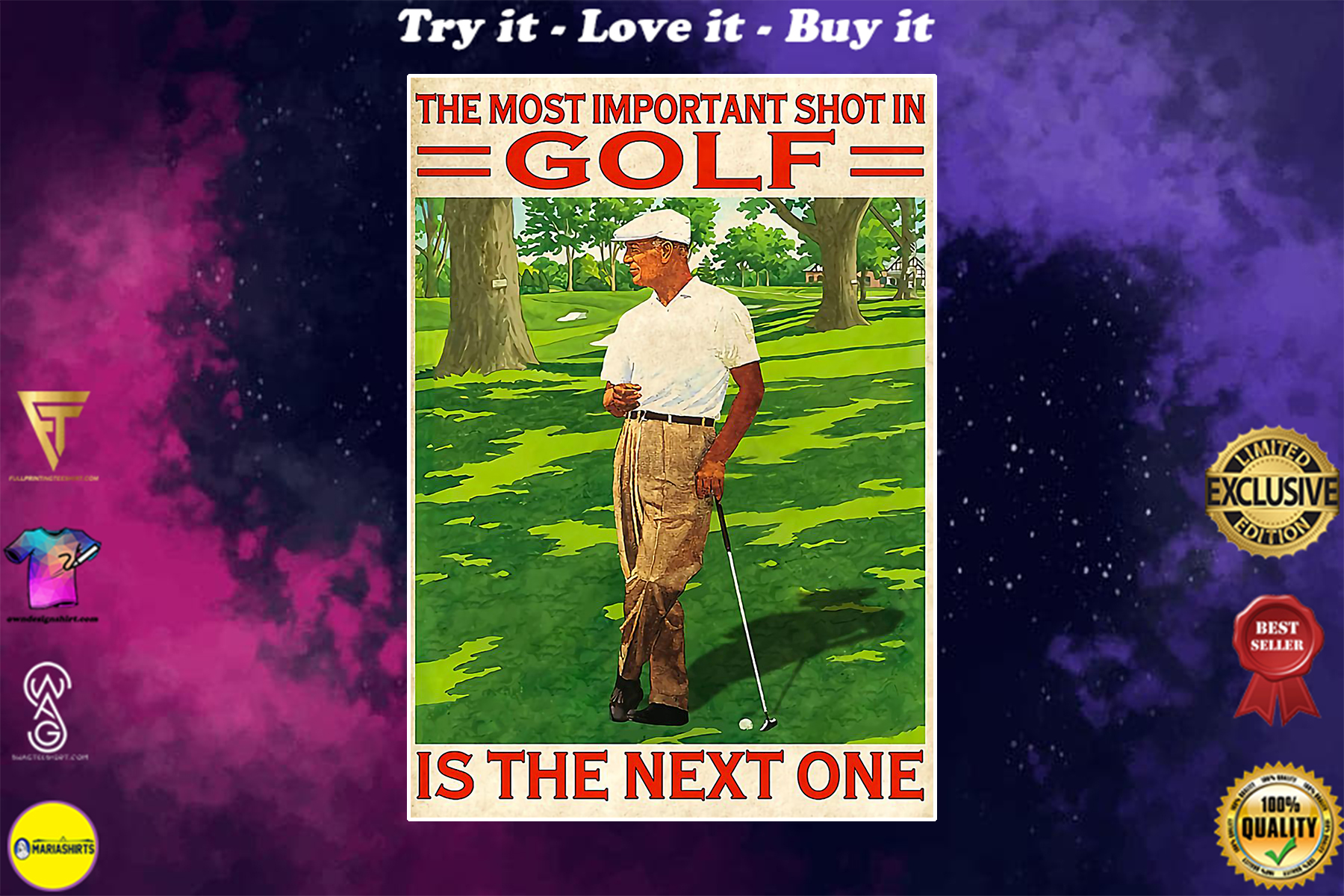 vintage the most important shot in golf is the next one poster