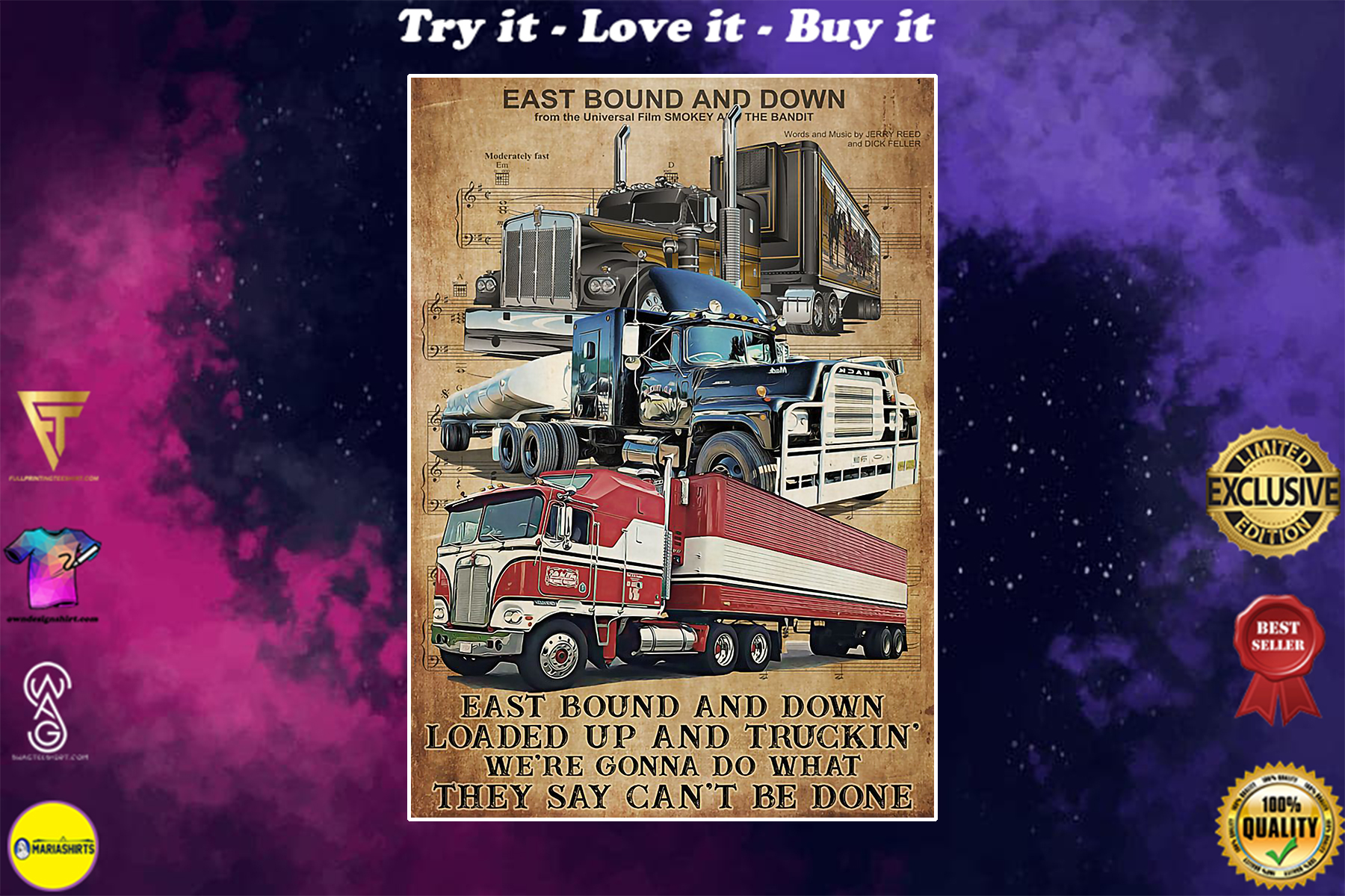 vintage truck driver east bound and down poster