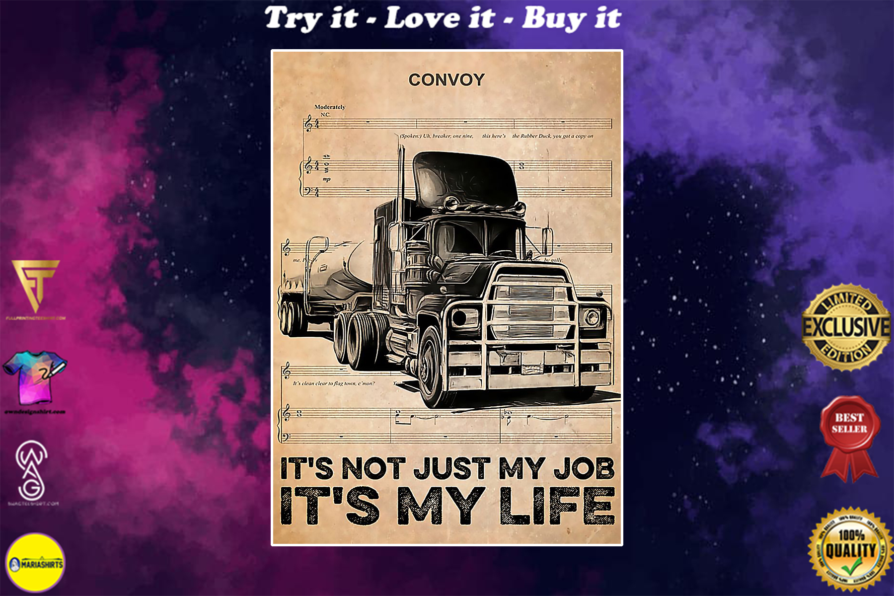 vintage truck driver its not just my job its my life poster