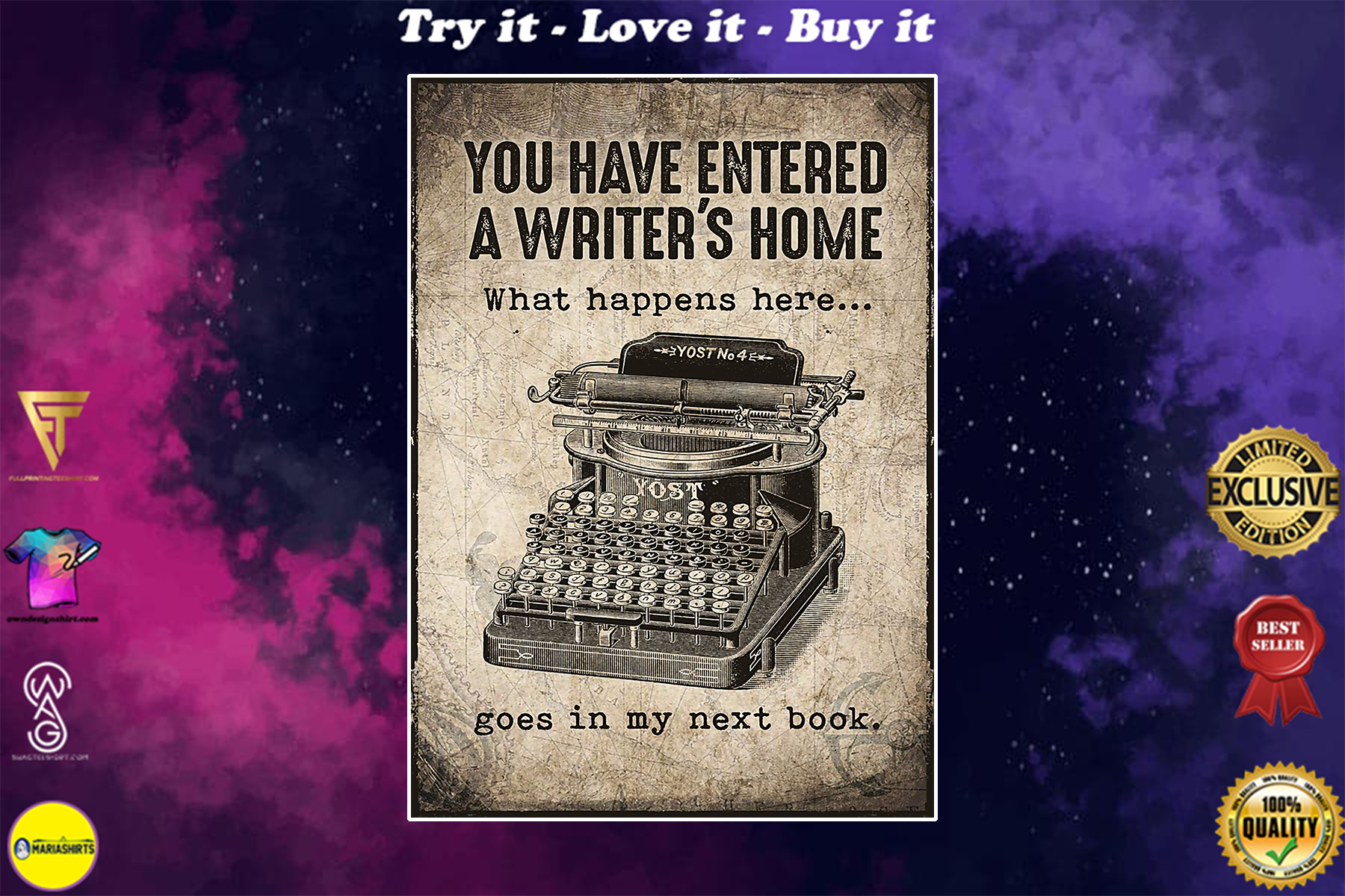vintage you have entered a writers home what happens here goes in my next book poster