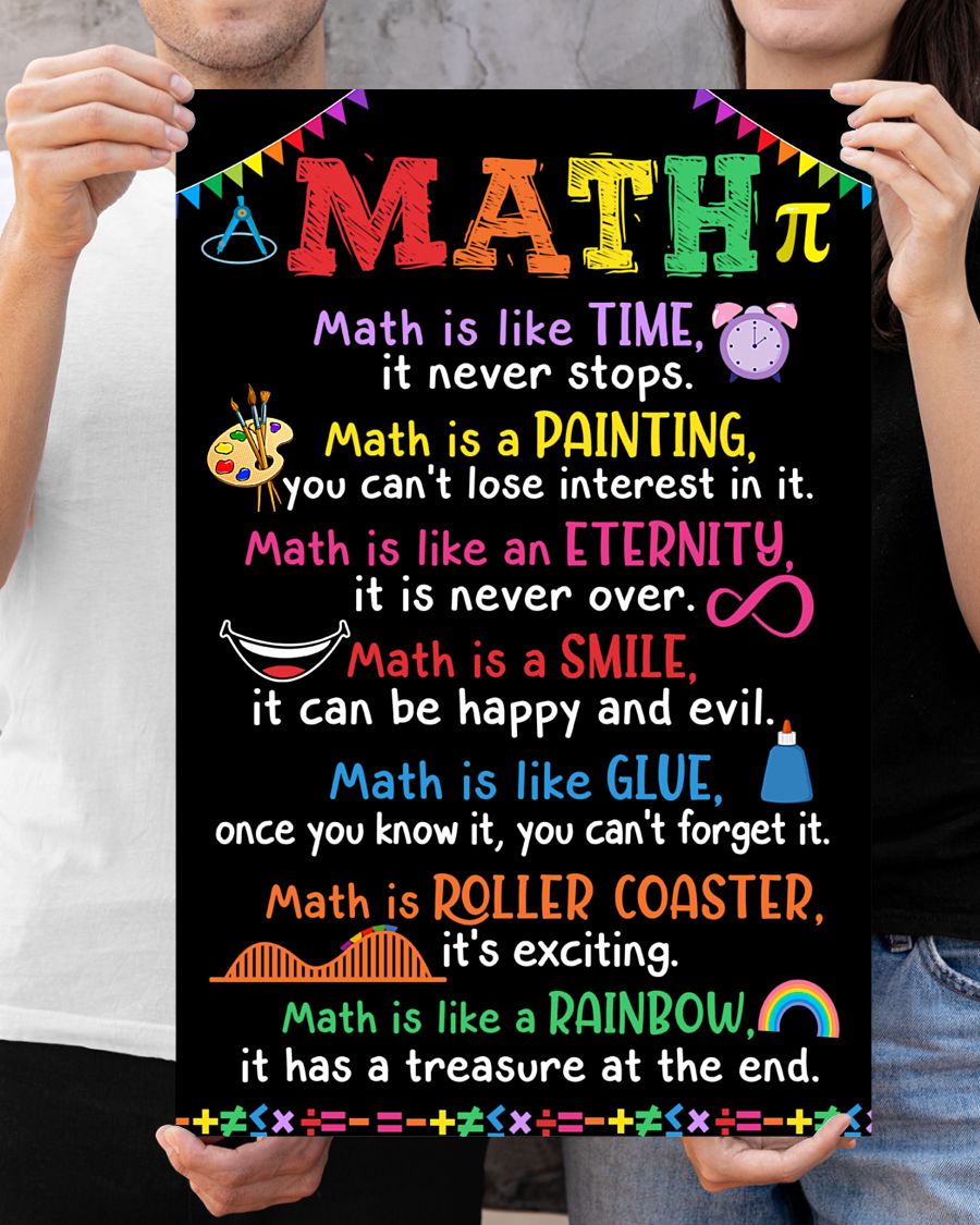 back to school math is like time it never stops poster 3