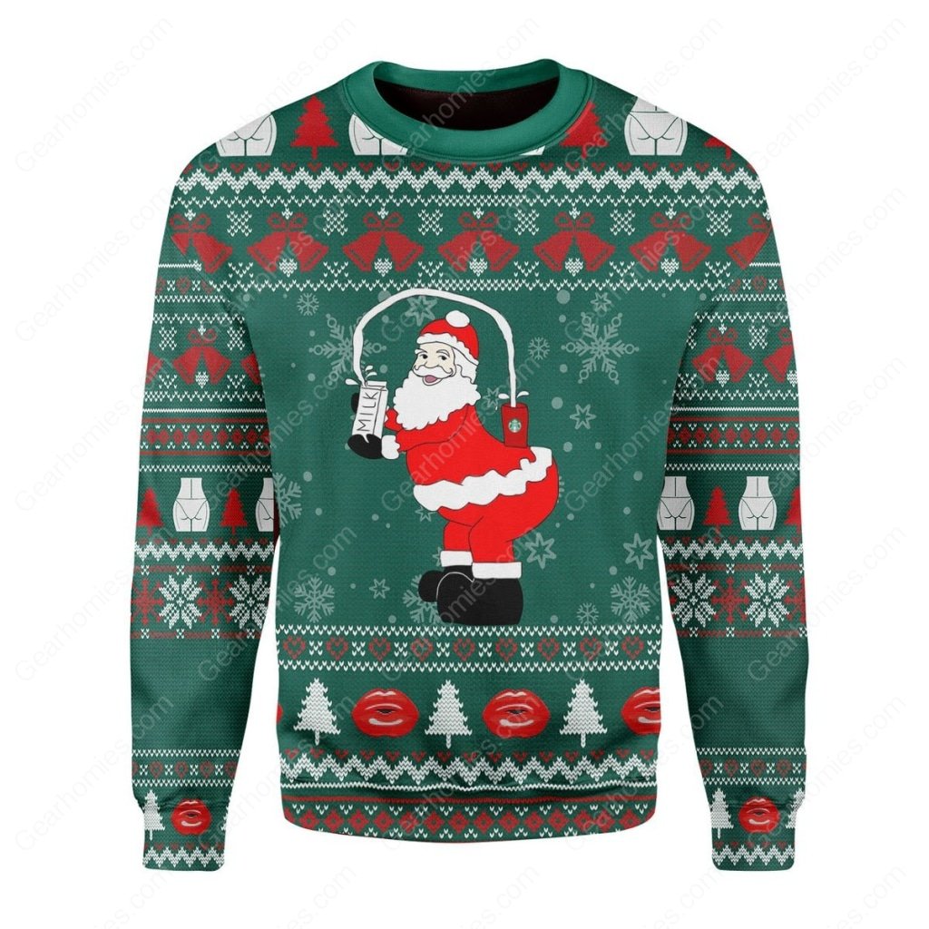 kim kardashian santa claus all over printed ugly christmas sweater 2