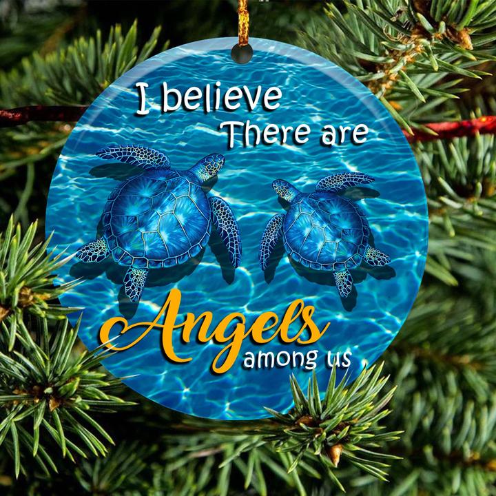 ocean turtle i believe there are angels among us christmas ornament 2