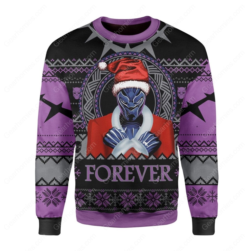 santa black panther wakanda all over printed ugly christmas sweater 2