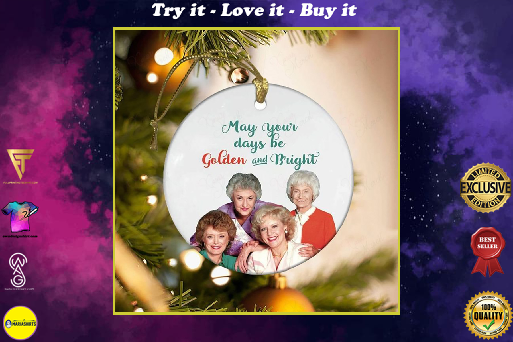the golden girls may your days be golden and bright christmas ornament