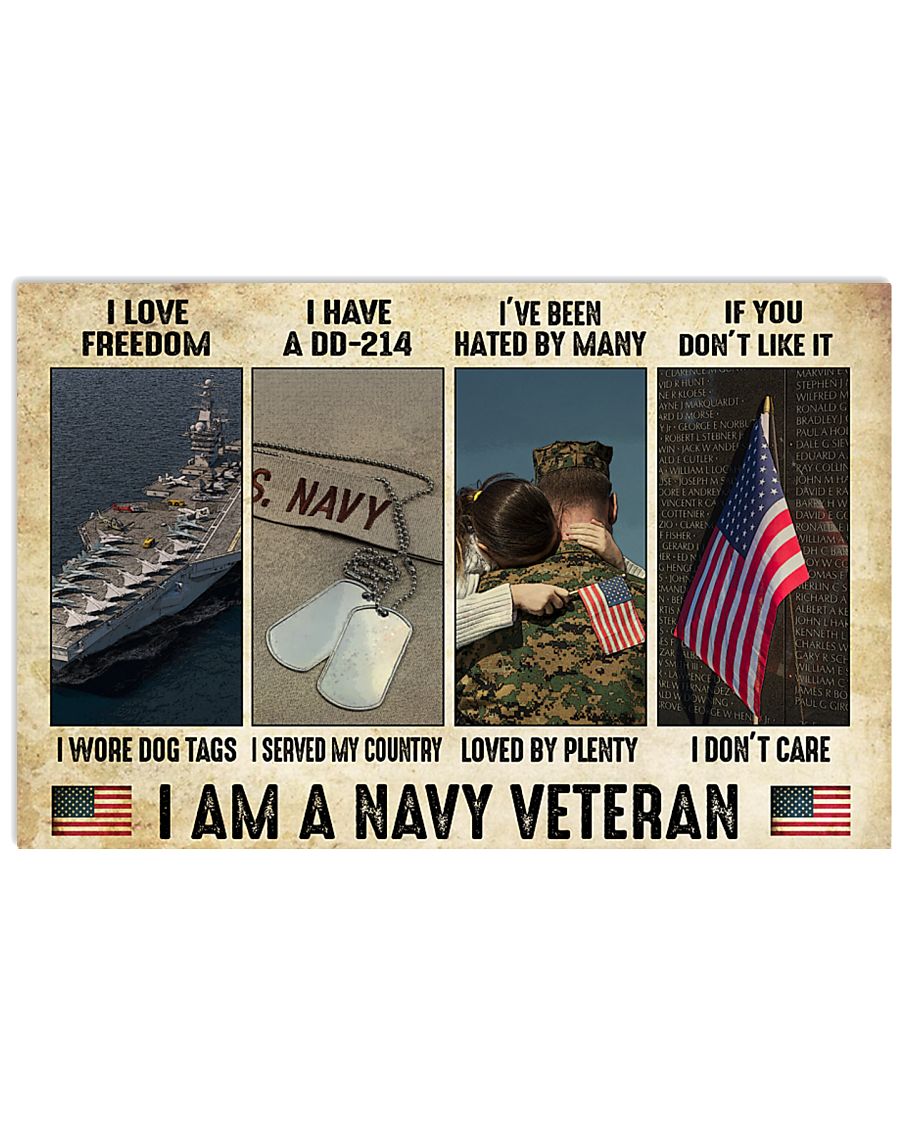 vintage i am a navy veteran i love freedom i woe dog tags i have a dd 214 i served my country poster 1