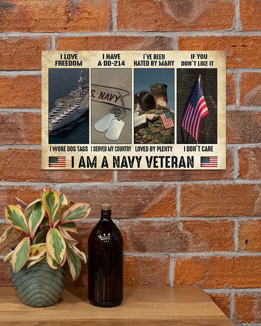 vintage i am a navy veteran i love freedom i woe dog tags i have a dd 214 i served my country poster 4