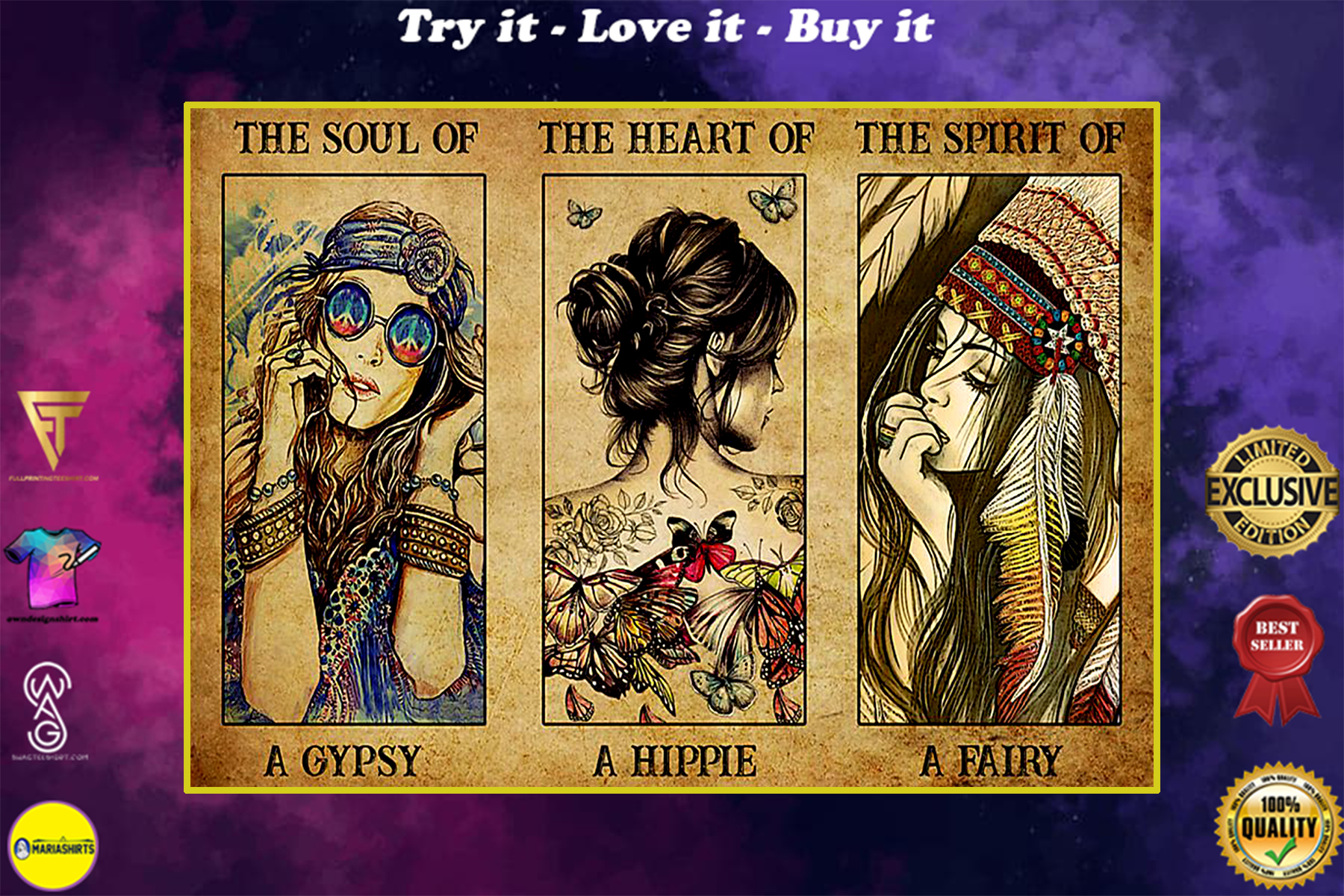 vintage the soul of a gypsy the heart of a hippie the spirit of a fairy poster