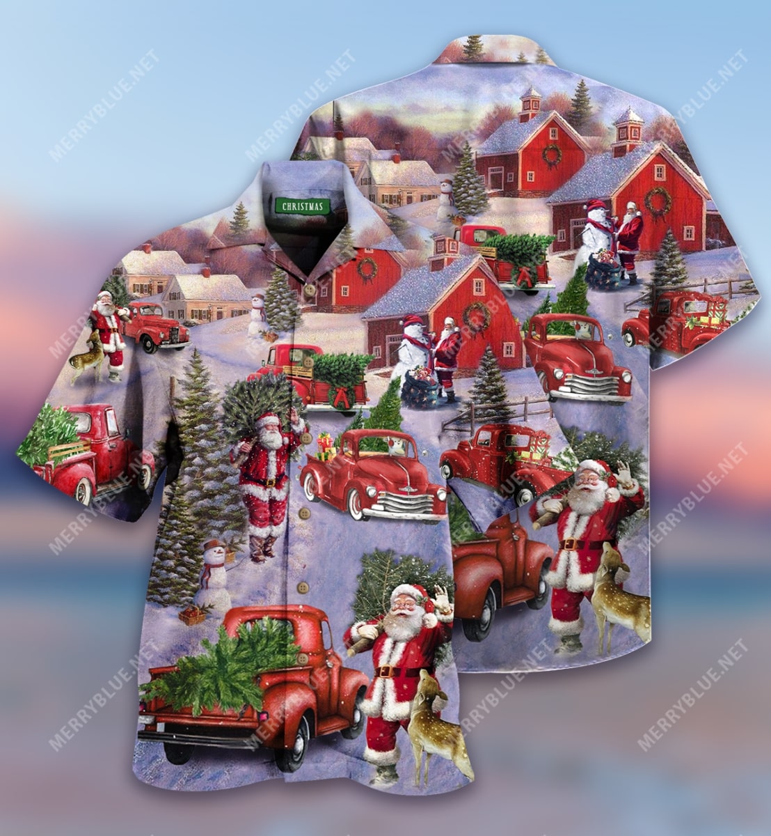 all hearts come home for christmas red truck full printing hawaiian shirt 2