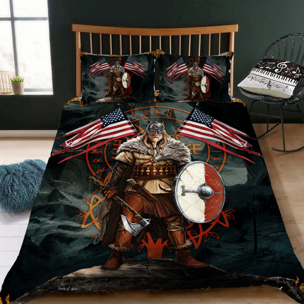 american viking warrior all over printed bedding set 2