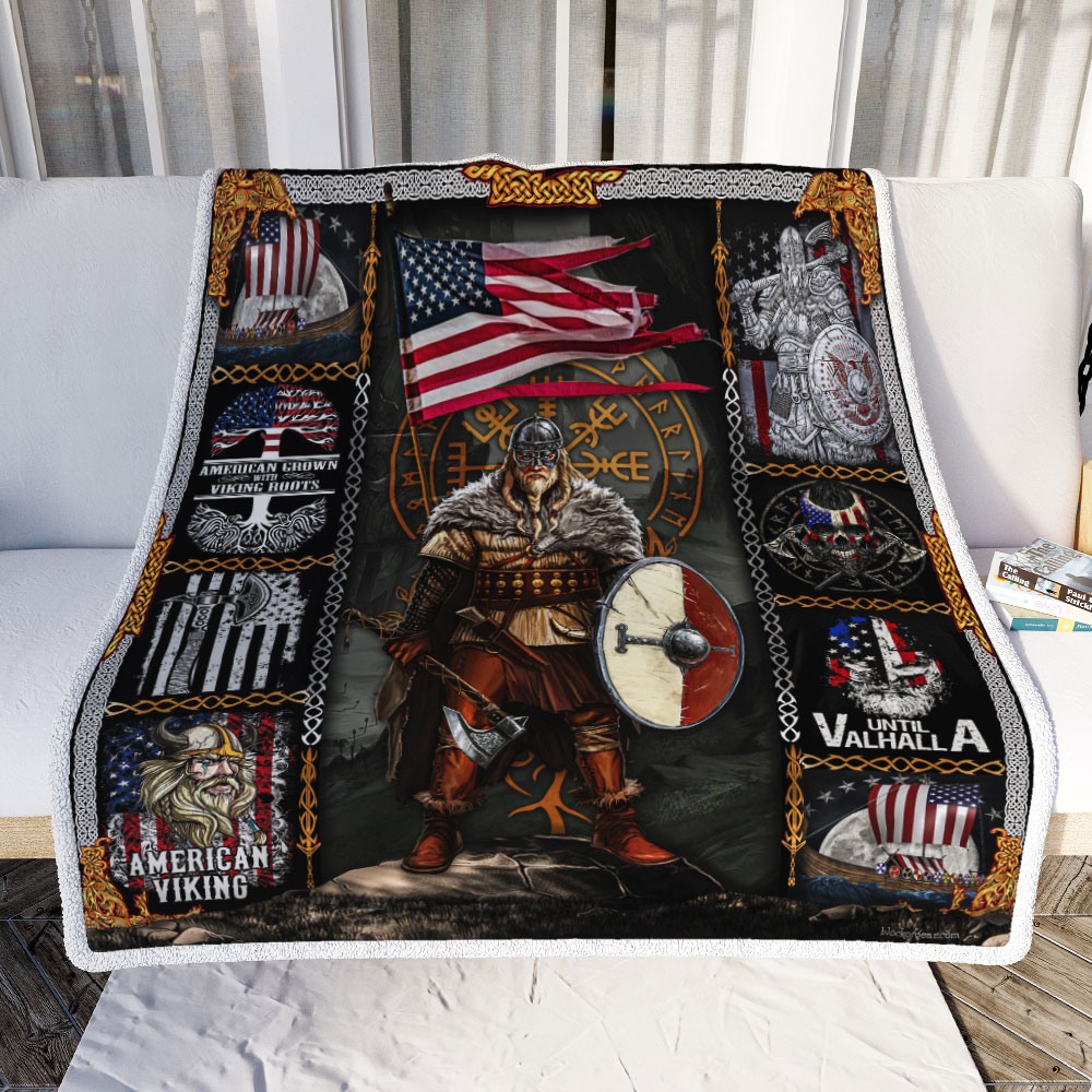 american viking warrior until valhalla all over printed blanket 2