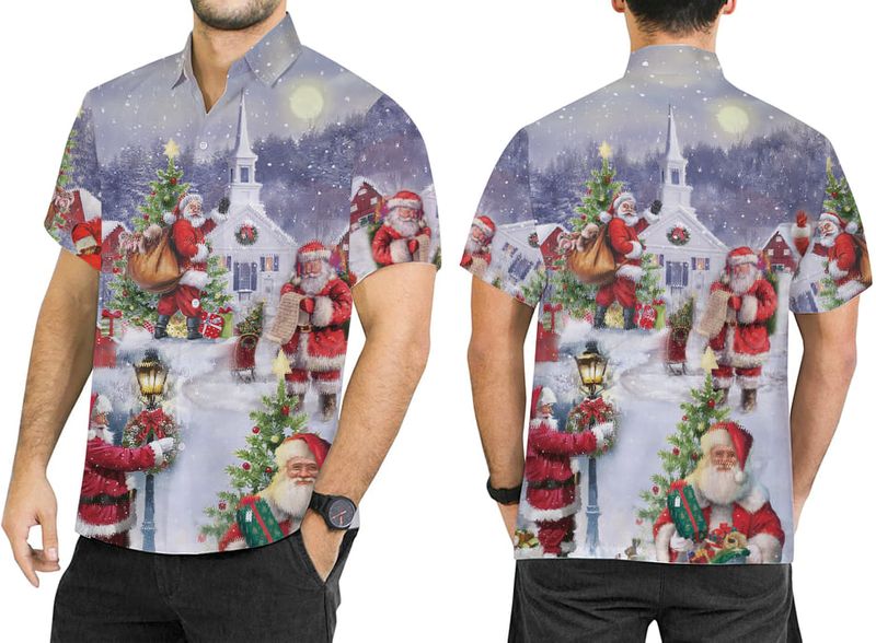 christmas santa claus is coming full printing hawaiian shirt