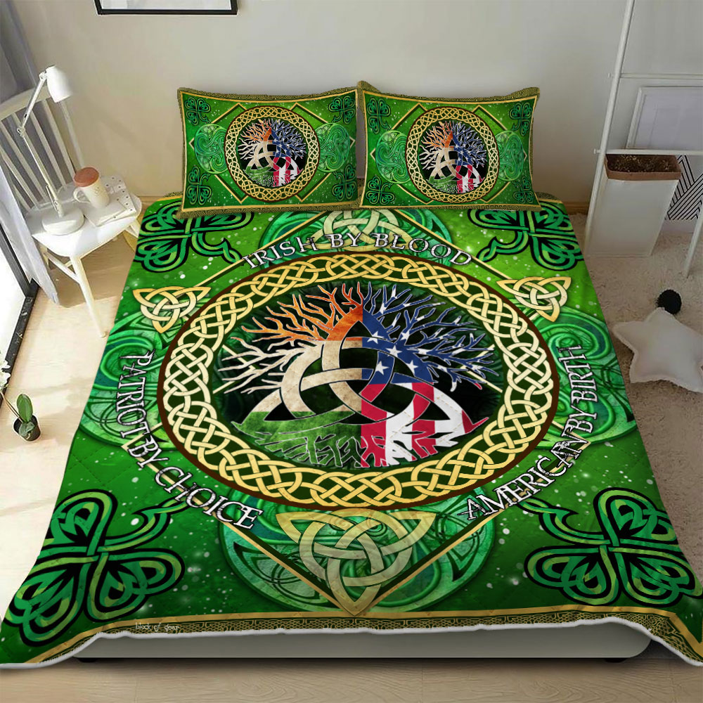 irish by blood american by birth patriot by choice irish celtic symbol bedding set 2