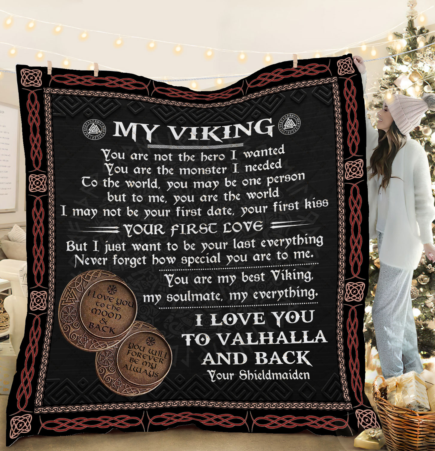 to my viking i love you to valhalla and back all over printed blanket 3