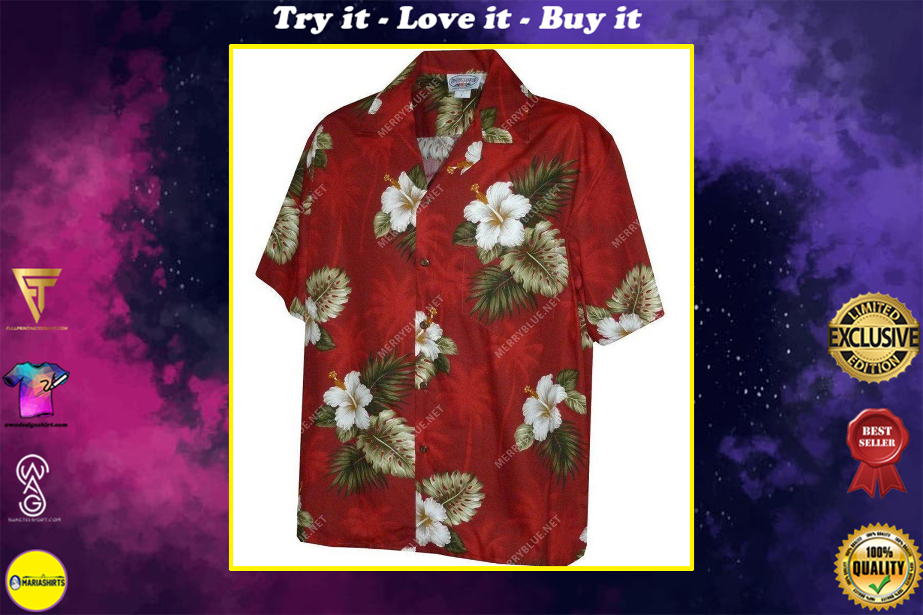 tropical flower full printing hawaiian shirt