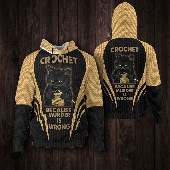 black cat crochet because murder is wrong full printing shirt 1
