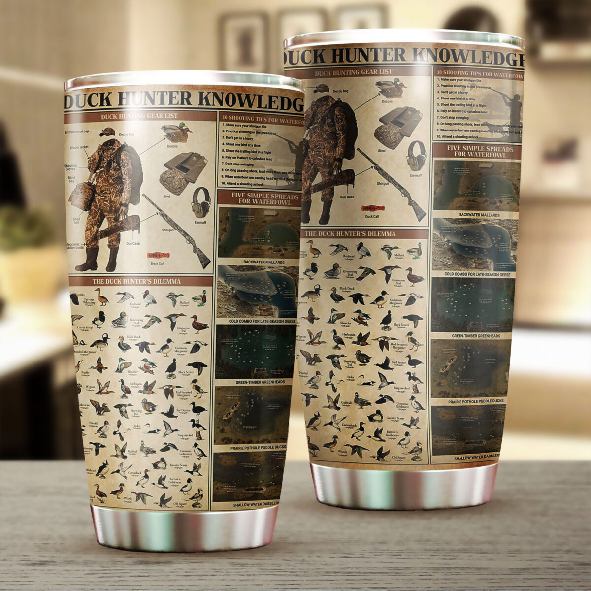 duck hunting knowledge all over print stainless steel tumbler 2