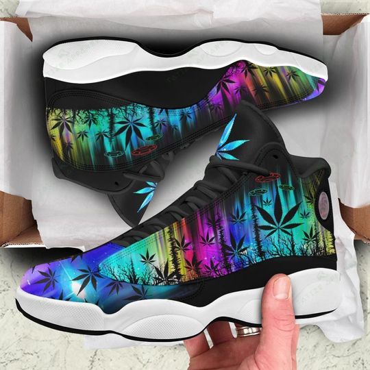 hologram weed leaf alien all over printed air jordan 13 sneakers 1