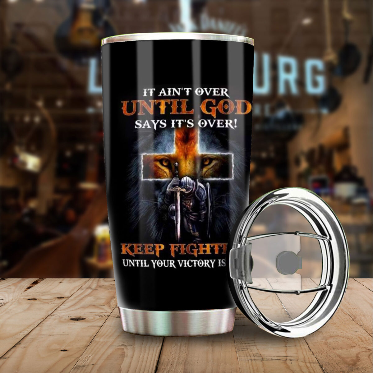knight templar it aint over until God says its over all over print stainless steel tumbler 5