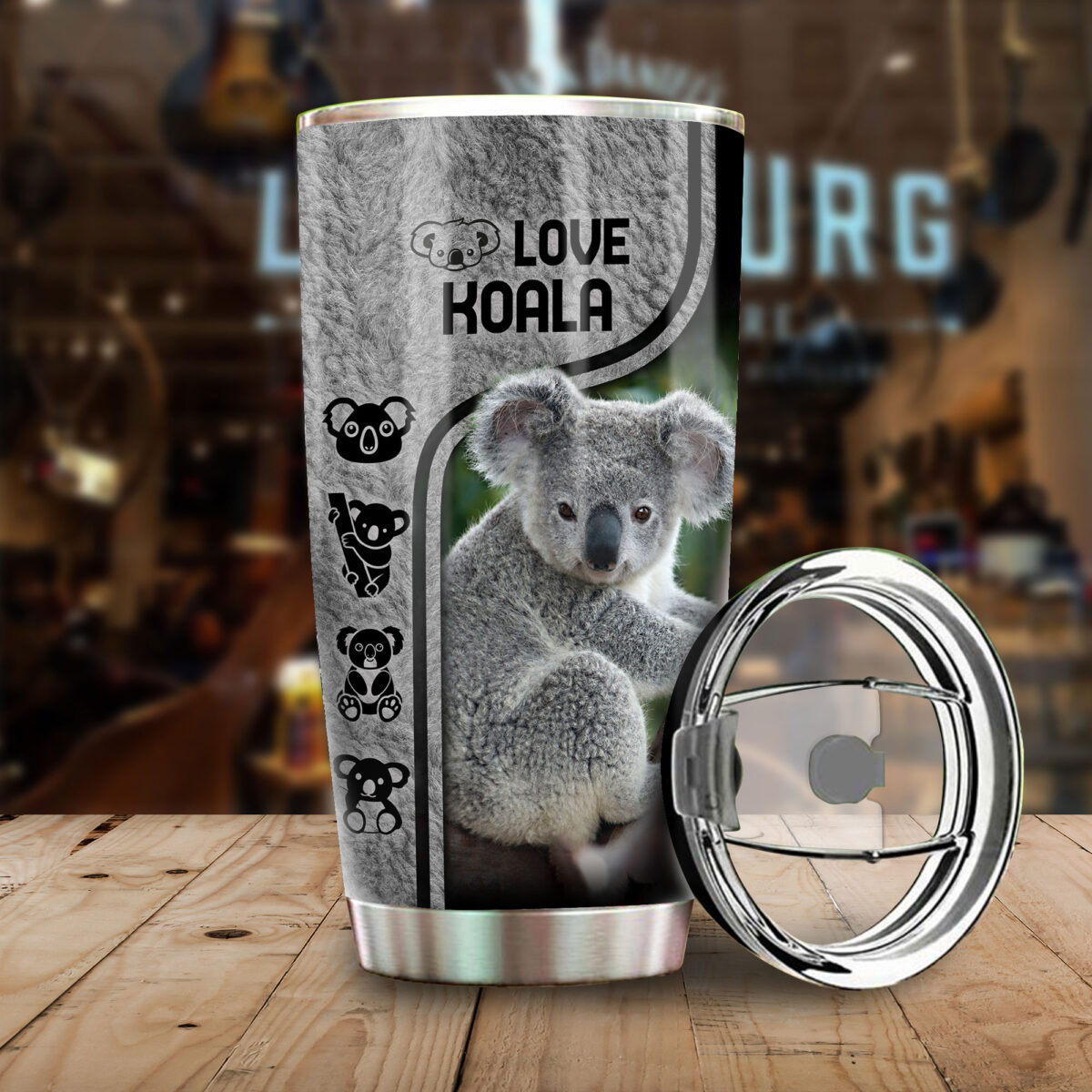 love koala all over print stainless steel tumbler 2
