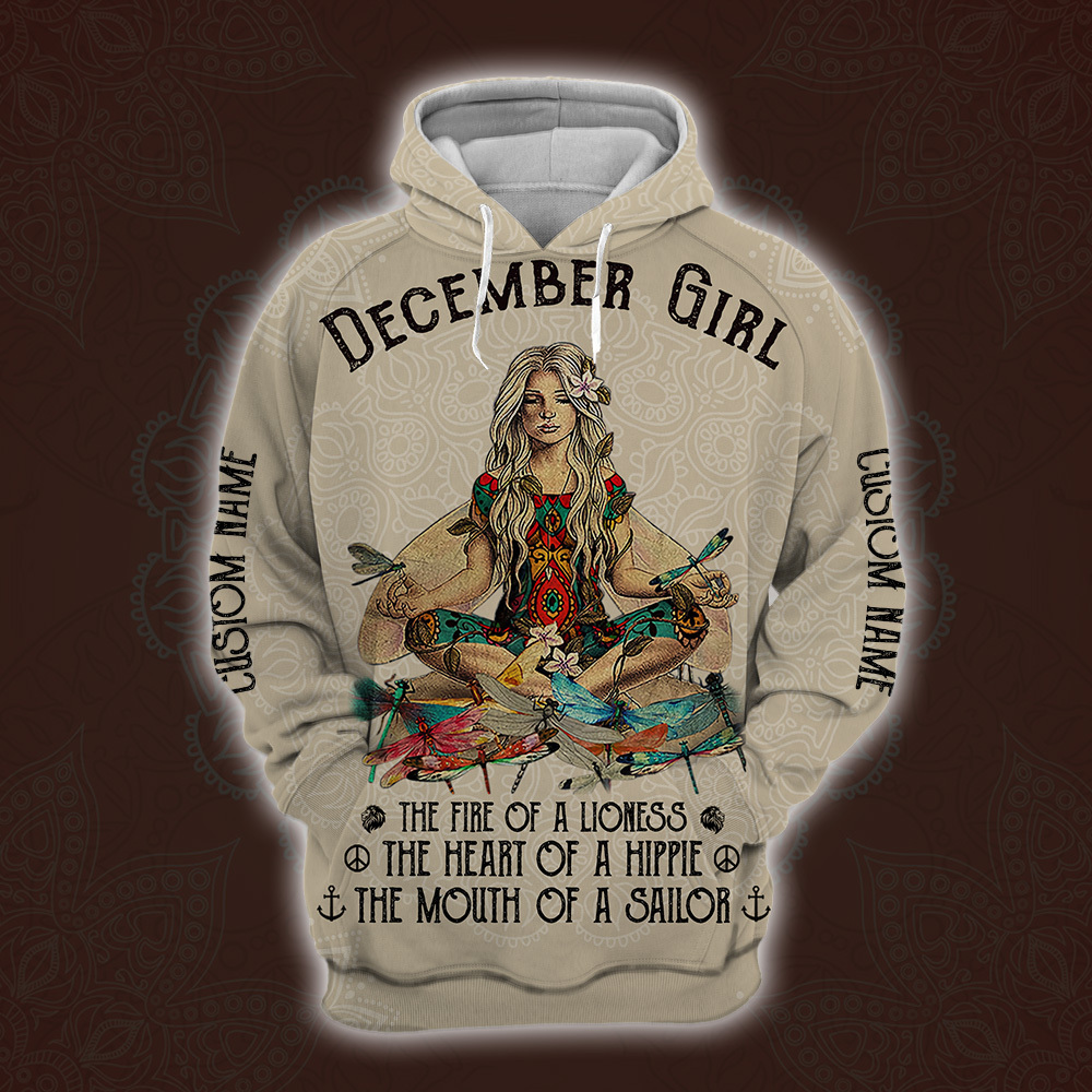 personalized name december yoga girl full printing shirt 1