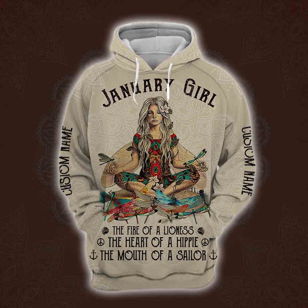 personalized name january yoga girl full printing shirt 1