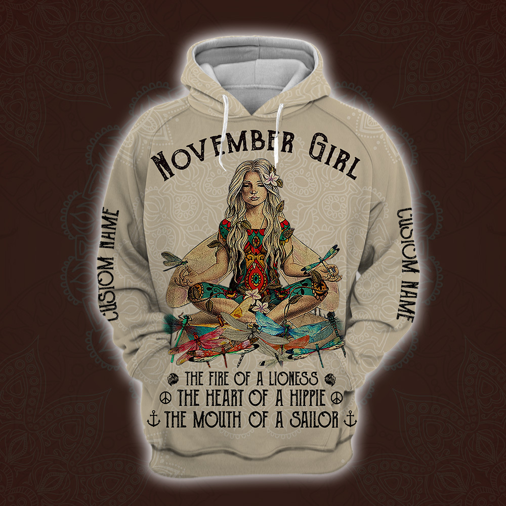 personalized name november yoga girl full printing shirt 1