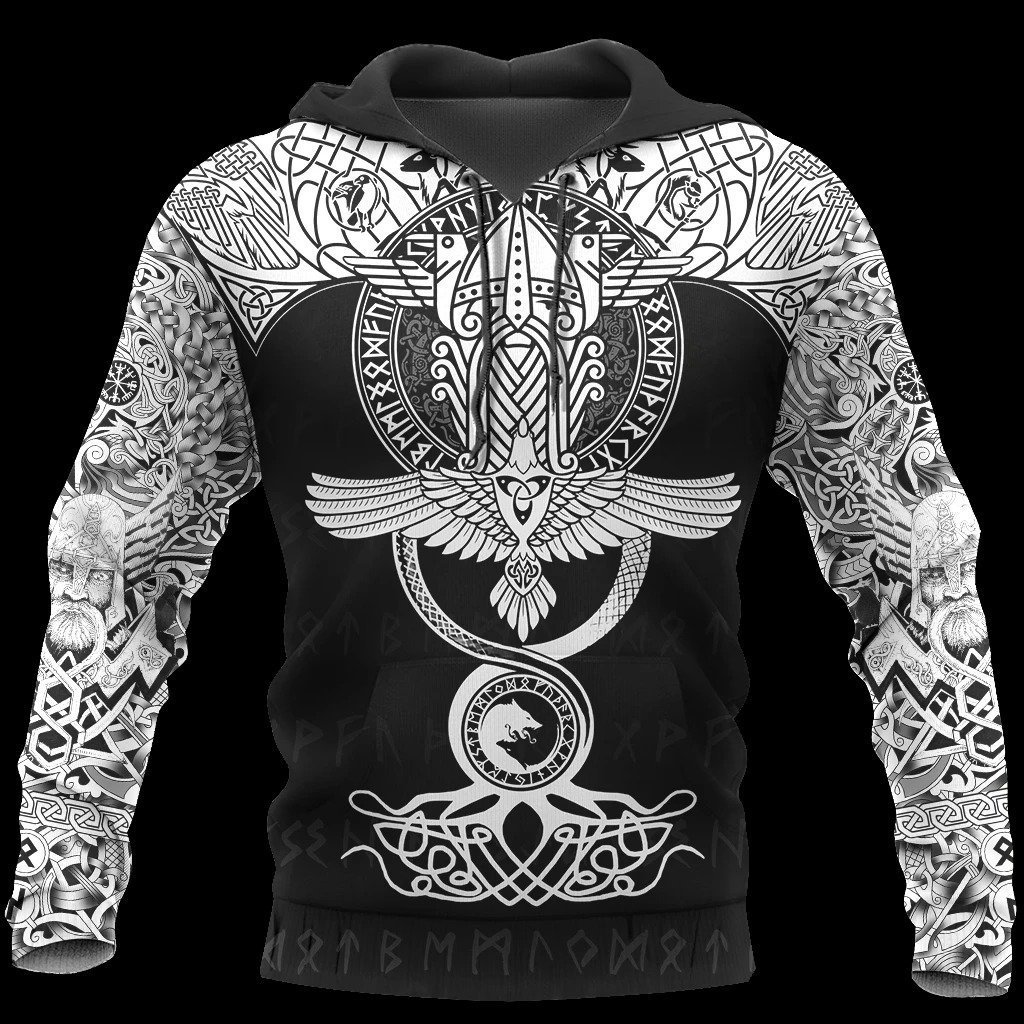 raven of odin viking symbol all over printed shirt 1