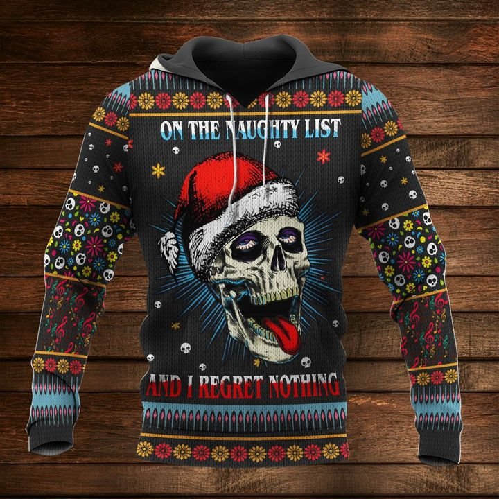 skull on the naughty list and i regret nothing full printing shirt 1