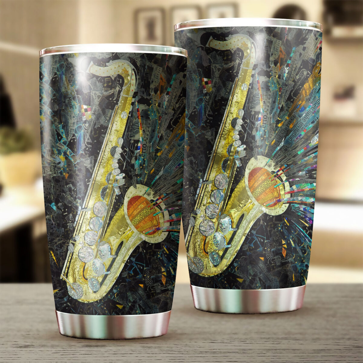 the saxophone art all over print stainless steel tumbler 2