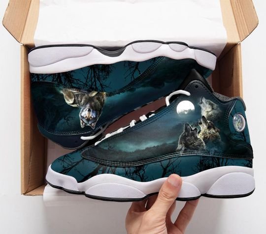 three wolf with moon all over print air jordan 13 sneakers 1