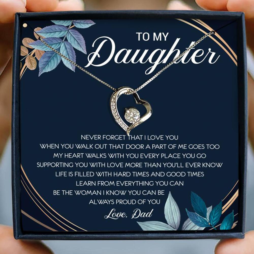 to my daughter never forget that i love you love dad hearts necklace 2