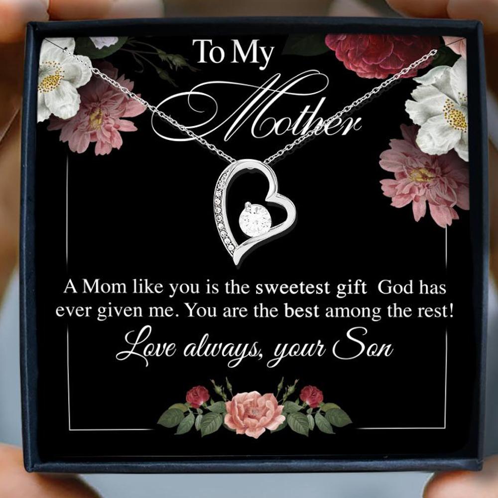 to my mother a mom like you is the sweetest gift your son hearts necklace 2