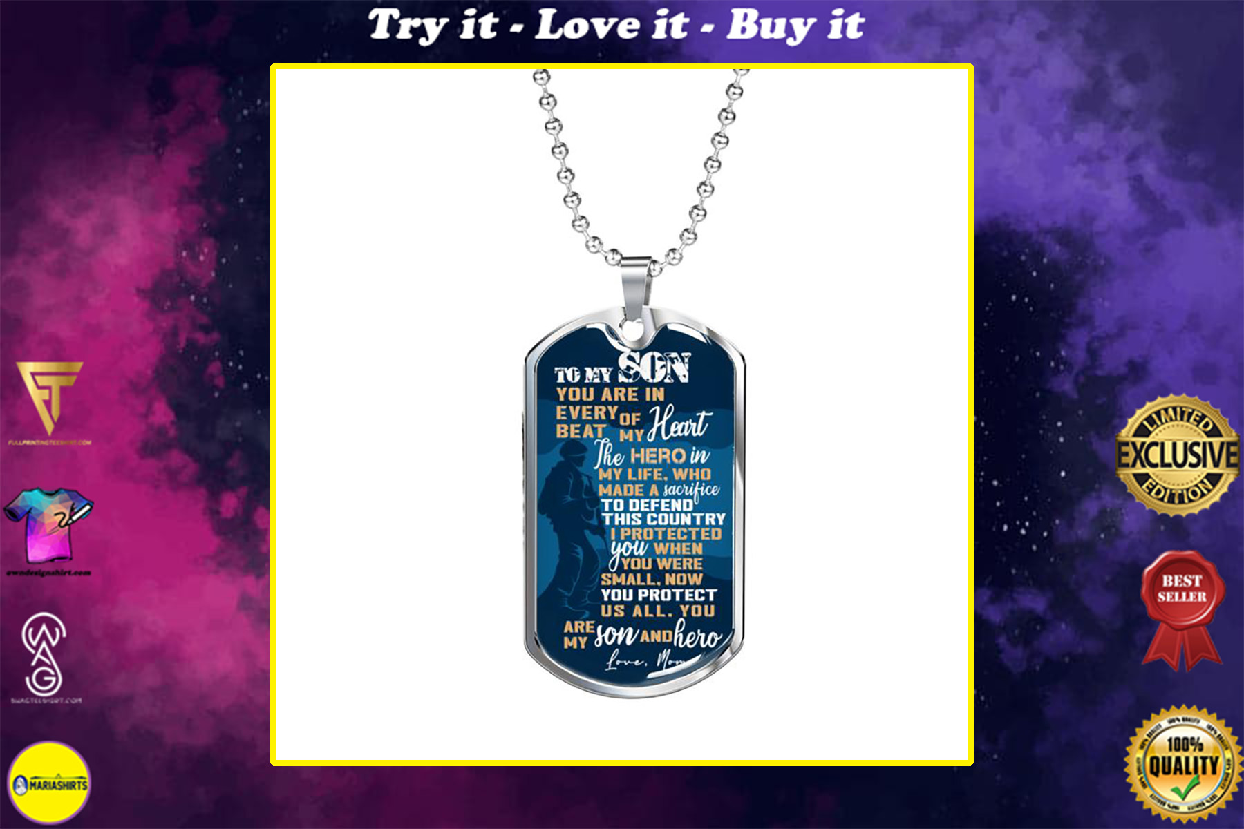 to my son you are my son and hero love your mother military dog tag