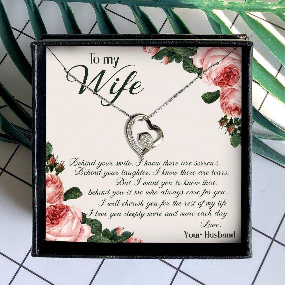 to my wife behind your smile i know there are sorrows husband roses hearts necklace 2
